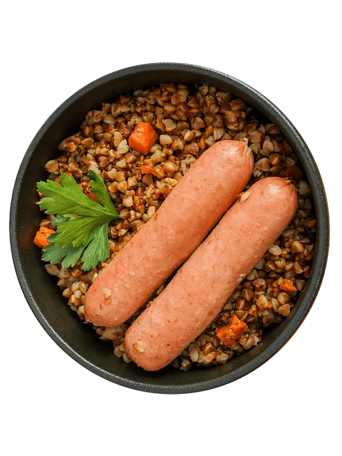 Сосиски с гречкой