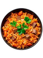 Говядина с тушеной капустой
